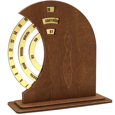 Вечный календарь из дерева TimeLore  (Коричневый / золотой)