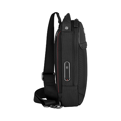 Рюкзак на одно плечо VICTORINOX Architecture Urban2 Sling Bag, черный, полиэстер/кожа, 17x8x28 см, 4 л