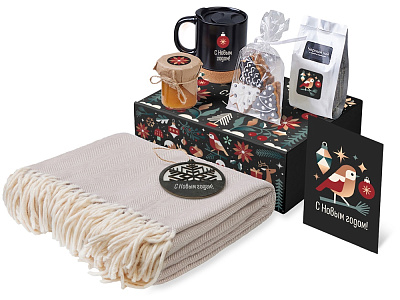 Подарочный набор Re:Nest с пледом, кружкой и вареньем (Чёрный)