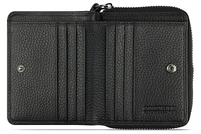 Кошелёк женский BUGATTI Elsa, с защитой данных RFID, чёрный, воловья кожа/полиэстер, 11х2,5х9 см