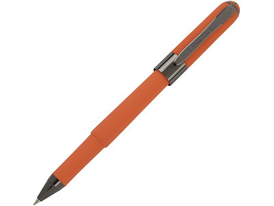 Ручка пластиковая шариковая Monaco софт-тач (Оранжевый, вороненая сталь)