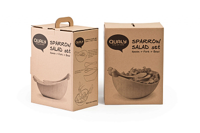 САЛАТНИЦА С ЛОЖКАМИ SPARROW, белая