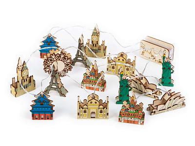 Ёлочная гирлянда Достопримечательности мира (Разноцветный)