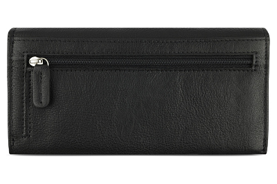 Кошелёк женский BUGATTI Banda, с защитой данных RFID, чёрный, кожа козы/полиэстер, 18,5х2,5х9,5 см