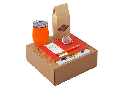 Набор Writea с ежедневником, ручкой и термокружкой (Красный, оранжевый)