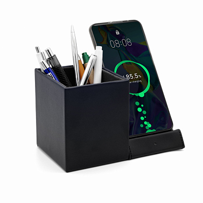 Настольный органайзер Elegans c беспроводной зарядкой, черный (Чёрный)