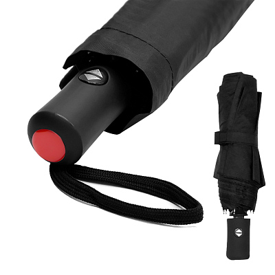 Автоматический противоштормовой зонт Vortex To Go, чёрный/красный (Черный/красный)