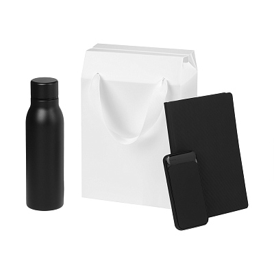 Подарочный набор Sorento, черный (термобутылка, ежедневник, аккумулятор) (Чёрный)