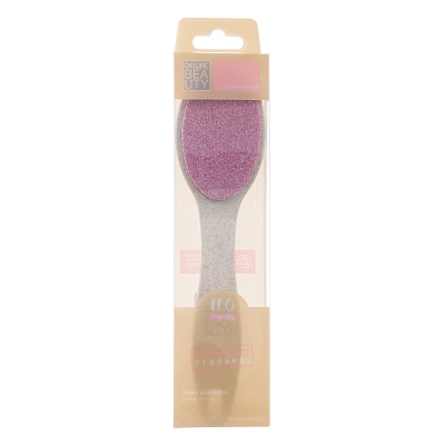 Терка Dewal Beauty педикюрная керамическая с ручкой из пшеничной соломы, двусторонняя, 21 см