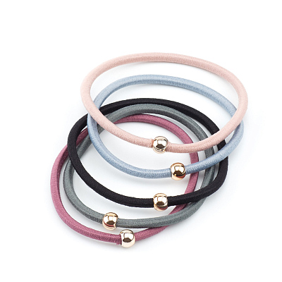 Резинки для волос Dewal Beauty цветные, с бусинками  midi (5 шт.) (Разноцветный)