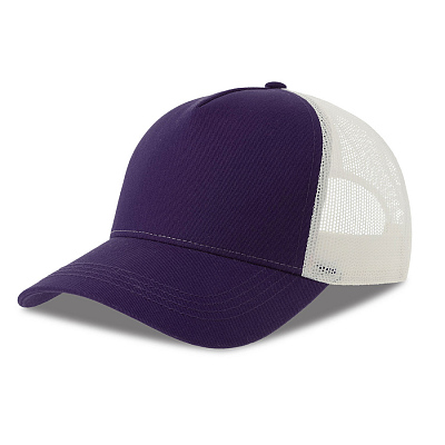 Бейсболка RAPPER COTTON-S, 5 клиньев, пластиковая застёжка (Фиолетовый, белый)