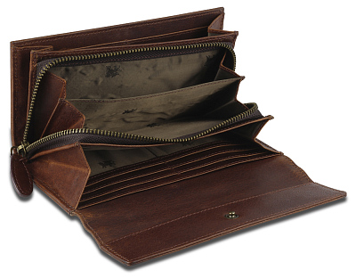 Кошелек Mano "Don Leon", натуральная кожа в коричневом цвете, 19 х 10 см