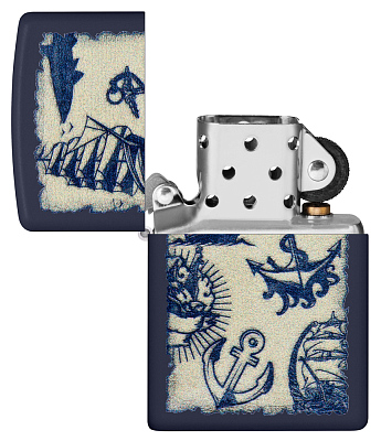 Зажигалка ZIPPO Nautical Design с покрытием Navy Matte, латунь/сталь, синяя, матовая, 38x13x57 мм