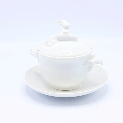 Бульонница &amp;quot;Кролик - Везунчик&amp;quot; с тарелкой, 425 мл, Белый (Белый)