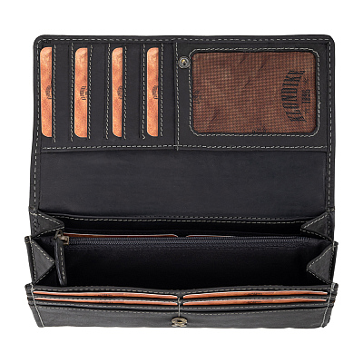 Кошелек женский KLONDIKE NUGGET «Grace», натуральная кожа в черном цвете, 18,5 х 10 х 3 см