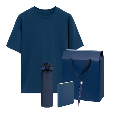 Набор с одеждой RUST (футболка, бутылка, ежедневник, ручка) , XL/2XL (Синий)