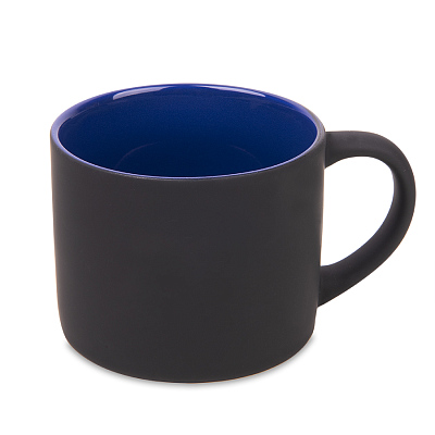Кружка YASNA с покрытием SOFT-TOUCH, черный с синим, 310 мл, фарфор (Черный, синий)