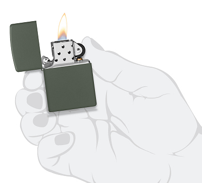 Зажигалка ZIPPO Classic с покрытием Green Matte, латунь/сталь, зелёная, матовая, 38x13x57 мм