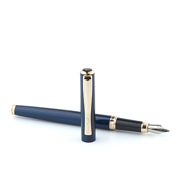 Ручка перьевая Pierre Cardin ECON, цвет - синий металлик. Упаковка Е