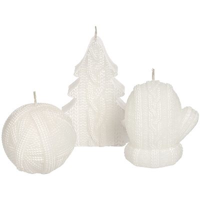 Свеча Kniteam, клубок, белый