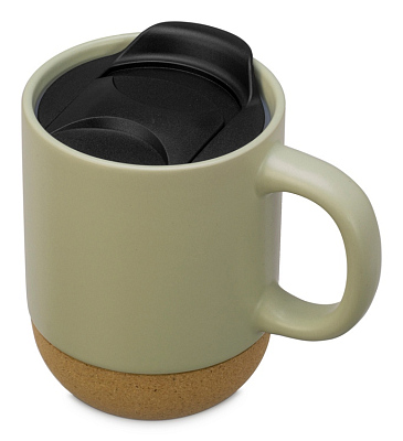 Кружка с пробковым дном и крышкой Denpasar (Зеленый оливковый)