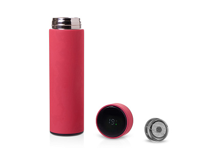 Термос FAMILY MARK LED, индикатор, soft touch (Фуксия)