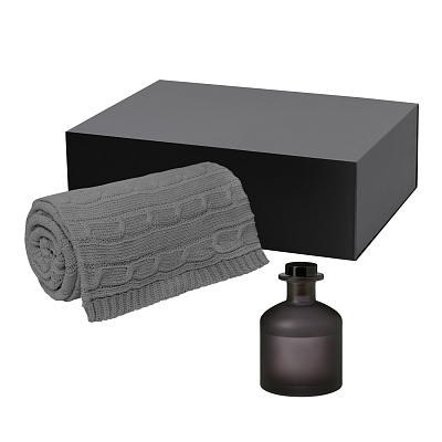 Подарочный набор Mizu, Fado, серый (диффузор, плед) (Серый, черный)