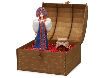 Подарочный набор: кукла фарфоровая, мёд с миксом из орехов (Синий)