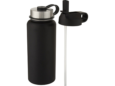 Бутылка спортивная Supra с вакуумной изоляцией и 2 крышками (Чёрный)