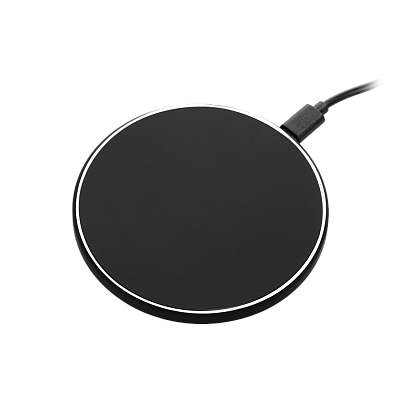 Беспроводное зарядное устройство с подсветкой 15W Аурис (Auris), черное (Чёрный)