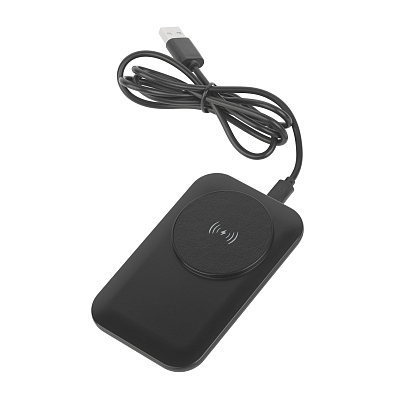 Настольное беспроводное зарядное устройство "Moonlight" c подсветкой логотипа, черный (Чёрный)