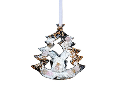 Елочная игрушка Ель (Розовый кварц)