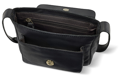 Сумка через плечо KLONDIKE RUSH «Monika», натуральная кожа в черном цвете, 20 х 15,5 х 8 см