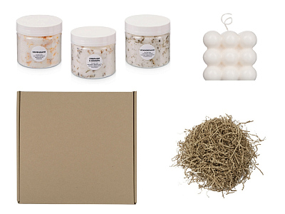 Подарочный набор с солью для ванны и свечой (Белый)