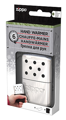Каталитическая грелка ZIPPO, с покрытием High Polish Chrome, серебристая, на 6 ч, 51x15x74 мм
