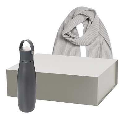 Подарочный набор Bosca, Forges  (термобутылка, шарф) (Серый)