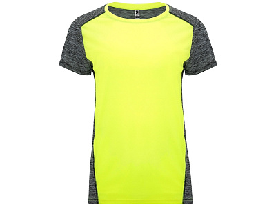 Спортивная футболка Zolder женская (Неоновый желтый/меланжевый черный)