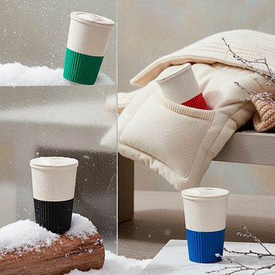 Термостакан пластиковый Wavy с манжетой, синий