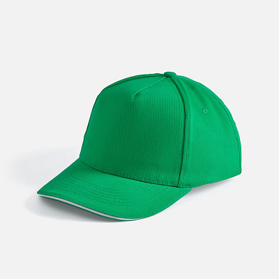 Бейсболка Long Beach, ярко-зеленая с белым (Зеленый)