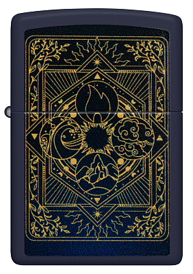 Зажигалка ZIPPO Elements Design с покрытием Navy Matte, латунь/сталь, синяя, матовая, 38x13x57 мм