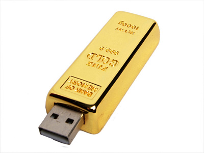 USB 3.0- флешка на 128 Гб в виде слитка золота (Золотистый)