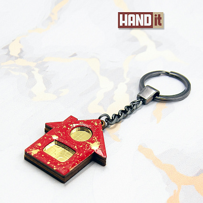 Брелок Дом (красный с золотом) (Красный с золотом)