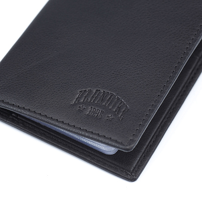 Визитница KLONDIKE Claim, натуральная кожа в черном цвете, 8 х 1,5 х 10,5 см