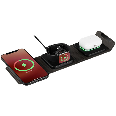 Складная станция беспроводной зарядки triFlex, черная (Чёрный)