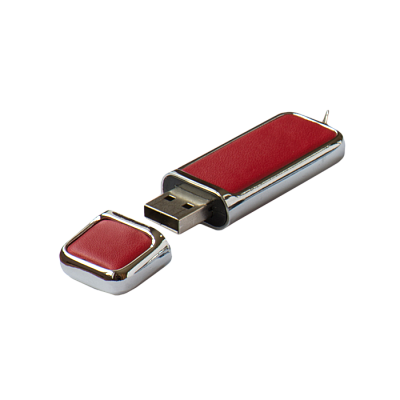 Кожа 01 Брусок кожаный, белый, 4Гб, переходник мини-универсальный