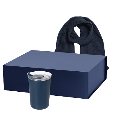 Подарочный набор Strada, Forges  (термокружка, шарф) (Синий)