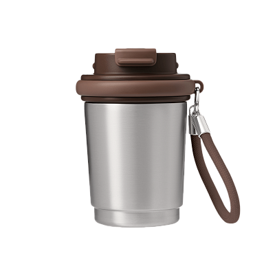 Термокружка вакуумная Sydney, серебряная (Серебряный, коричневый)