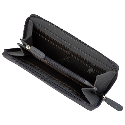 Кошелек Mano "Don Leonardo", с RFID защитой, натуральная кожа в сером цвете, 19 х 2 х 10,5 см