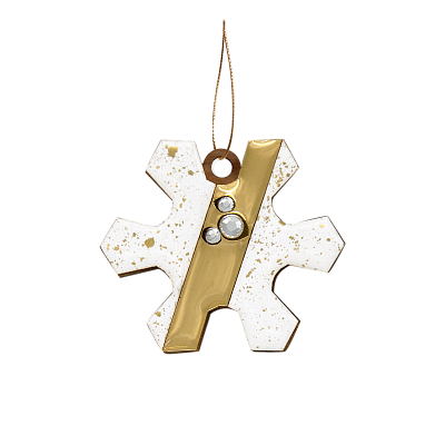 Ёлочная игрушка Снежинка (белый с золотым ) (Белый с золотым)