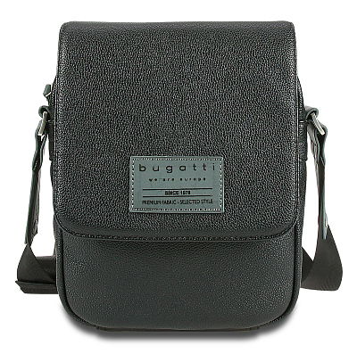 Сумка наплечная BUGATTI Moto D, чёрная, полиуретан, 18х6х25 см, 2 л